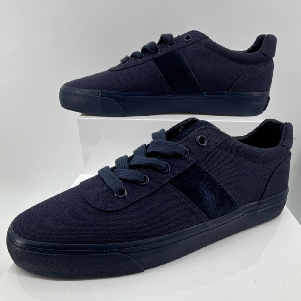 Polo Ralph Lauren Hanford Men's Blue Canvas & Suede Lace-Up Sneakers US 7.5 D